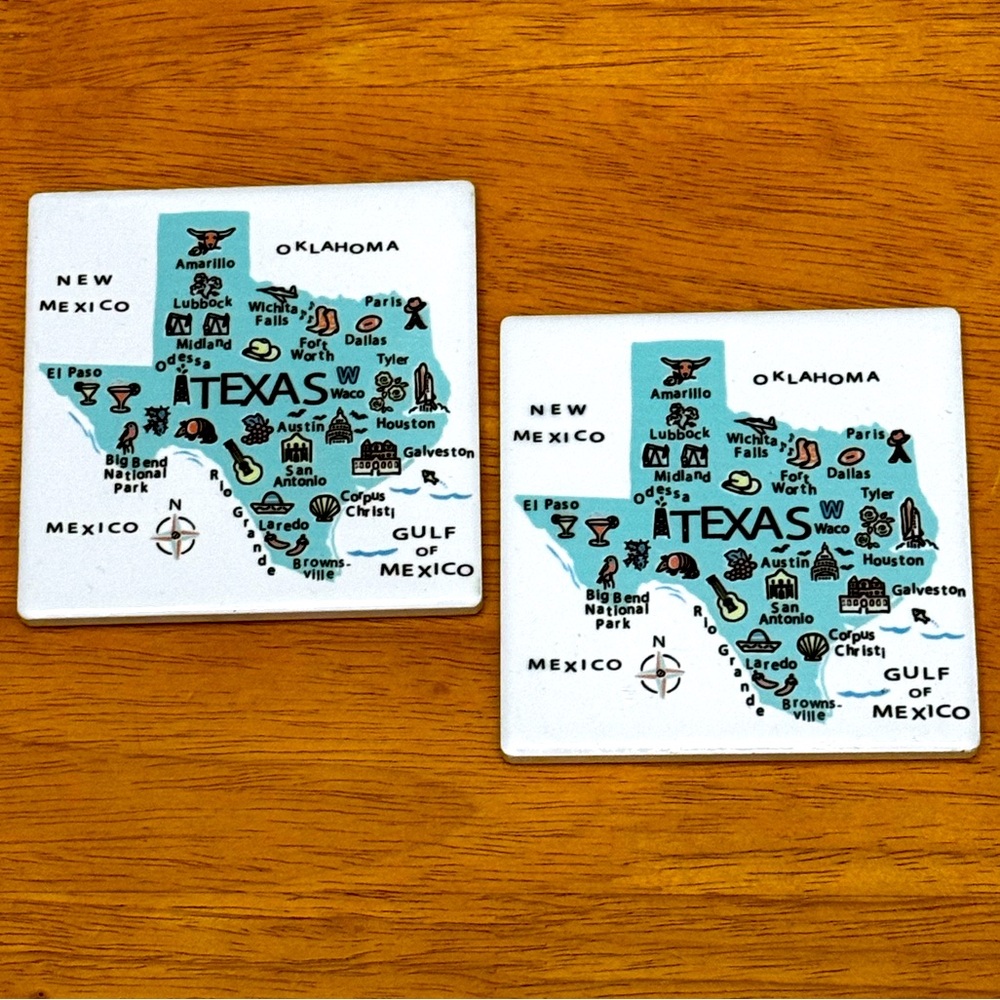 Texas Map Coasters Set
